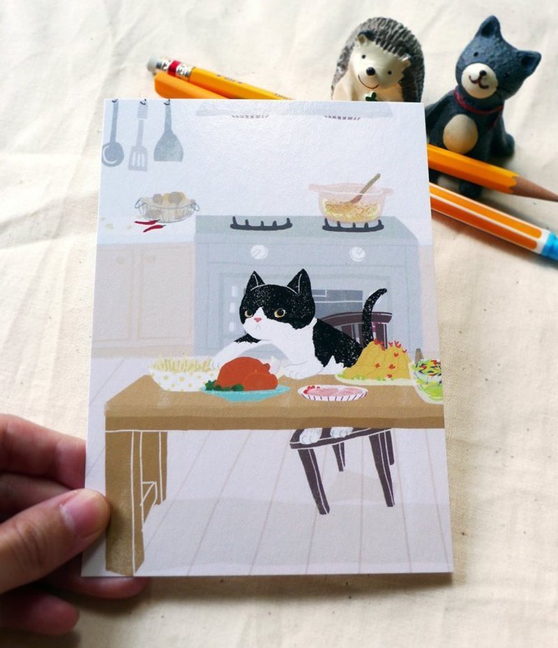 明信片-阿客贪吃鬼 - 卡片/明信片 - 纸 卡其色