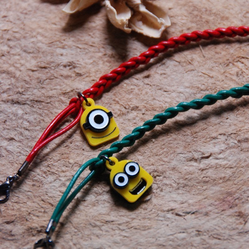 ♘黄黄小兵♘/小牛皮绳手环[长度可订制/可选色] - 手链/手环 - 真皮 黄色