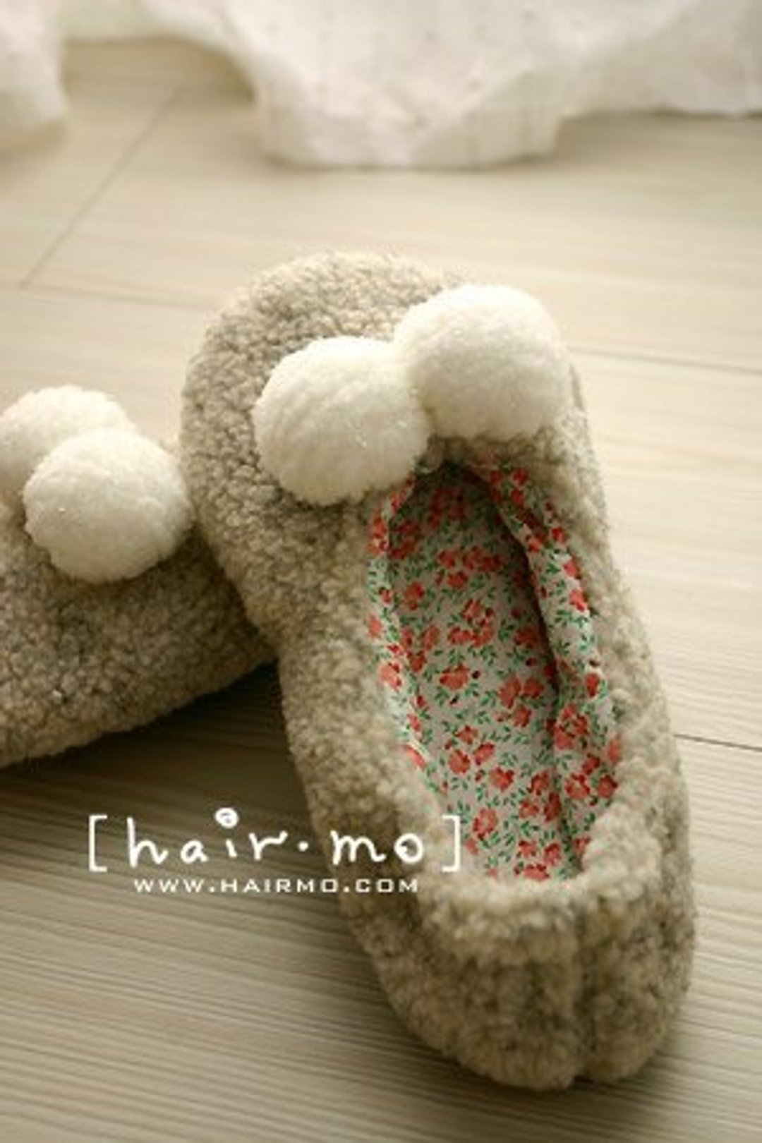 [ hairmo ] 混色白球室内暖暖拖鞋 - 女款休闲鞋 - 其他材质 