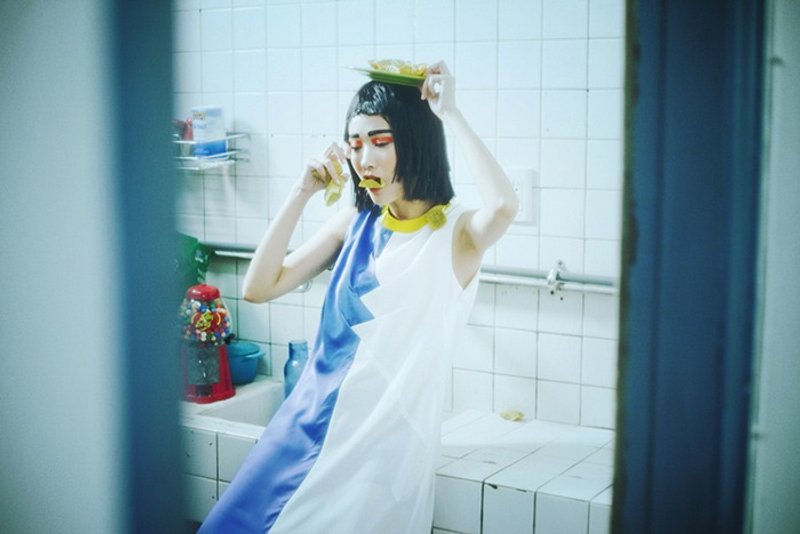 Envol Avec Ning 人鱼拼色无袖洋装 蓝 - 洋装/连衣裙 - 其他材质 蓝色