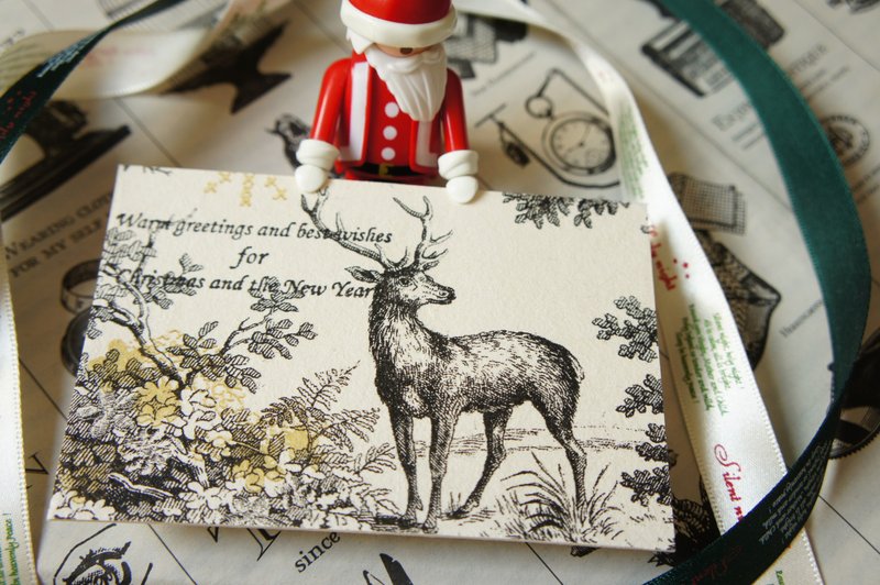 耶诞麋鹿小卡  _附英式小封筒 - 卡片/明信片 - 纸 咖啡色