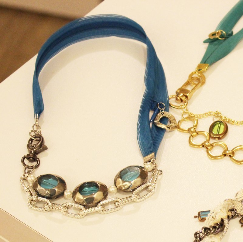 拉炼创意颈炼 - 项链 - 玻璃 蓝色