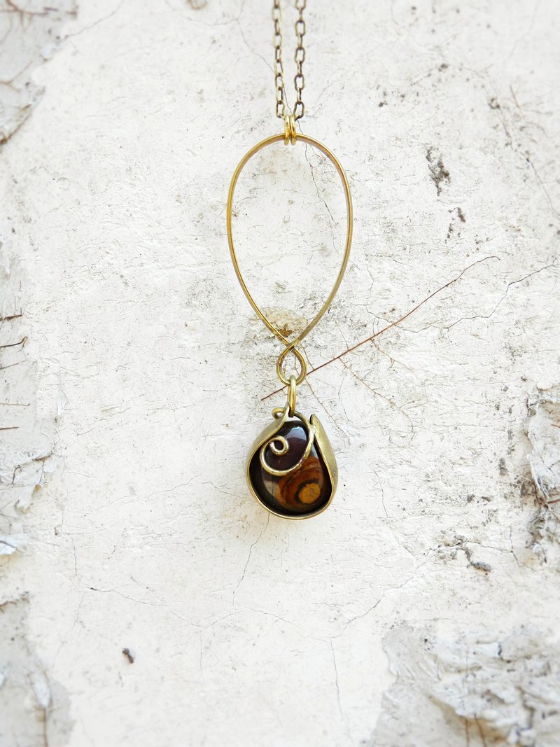 【 Art 】 种子。诞生。虎眼石 - 项链 - 宝石 咖啡色