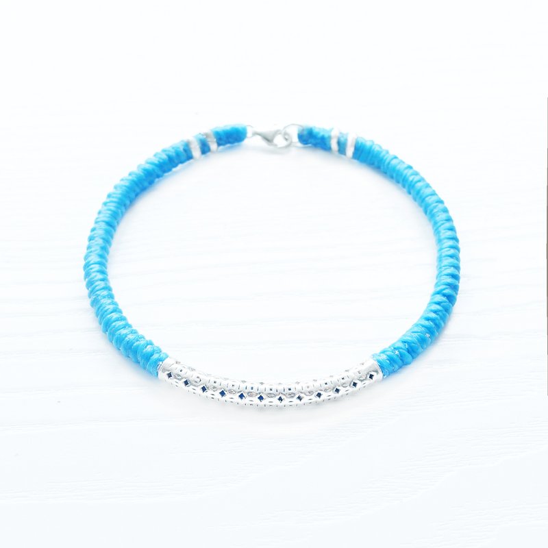 Wealth催财铜钱 - 手工防水编绳纯银手链脚链 - 手链/手环 - 防水材质 多色