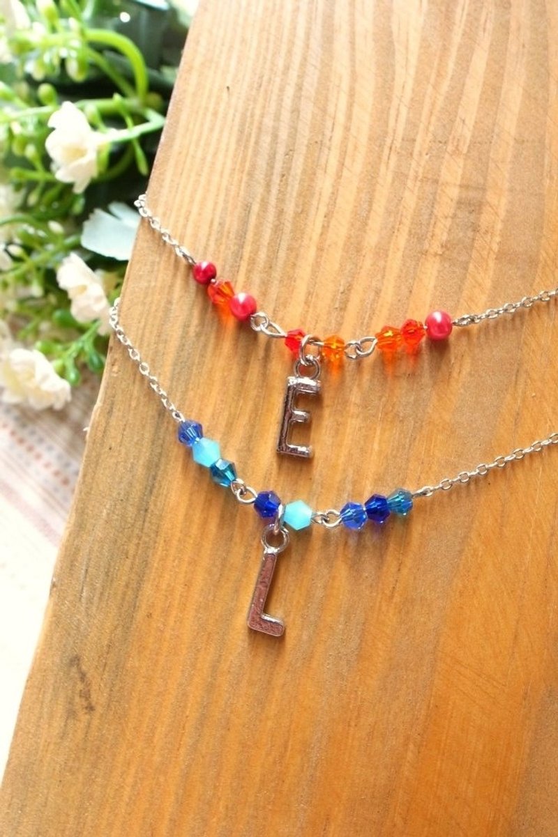 【I'm凯米】晶透小珠短链(颈链)。26个字母／单钻。银色款 - 项链 - 其他金属 多色