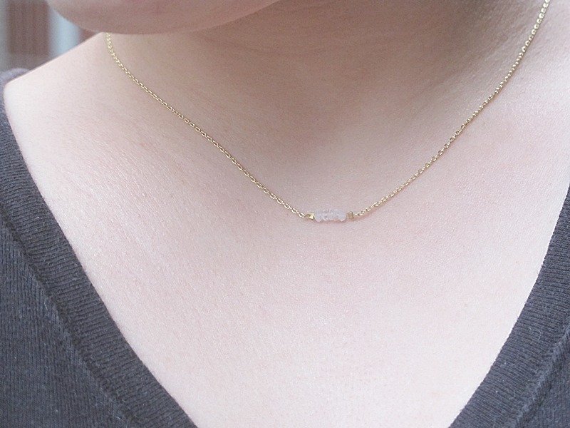 极简半宝石项链  月光石 金色项链 - 项链 - 宝石 白色