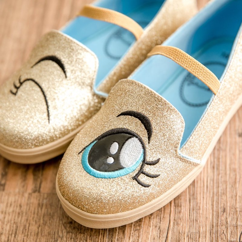 Allison金色亮片眨眼睛乐福鞋 - 童装鞋 - 其他人造纤维 金色