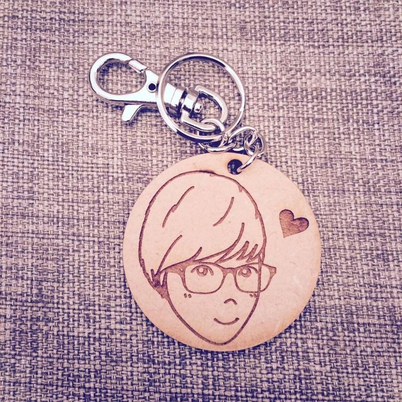 宠物-定制化-结婚-生日-好朋友-圣诞节-交换礼物-木质双面钥匙圈 - 钥匙链/钥匙包 - 木头 咖啡色