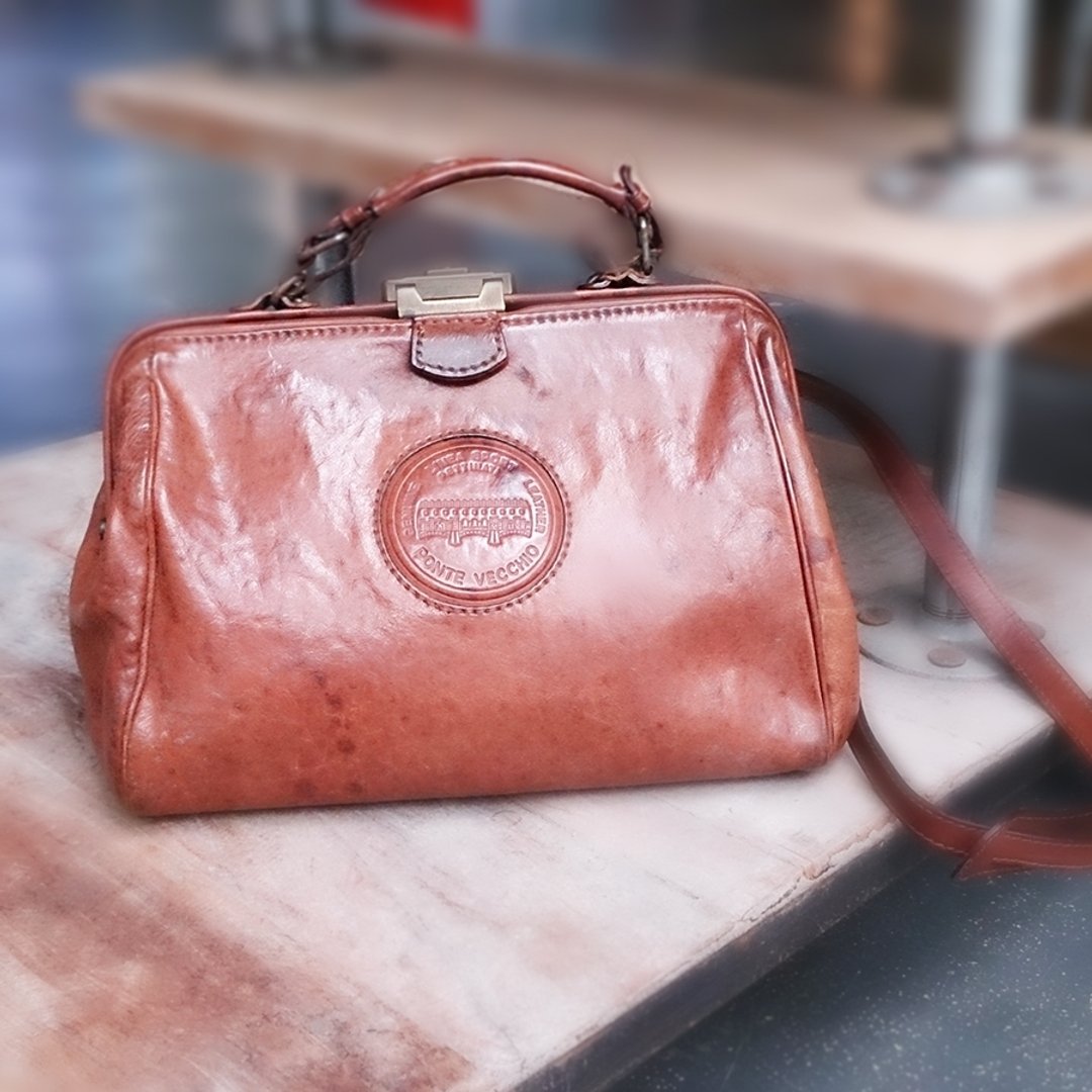 ShiKa//vintage leather bag  Ponte vecchiou义制古董医生包 - 侧背包/斜挎包 - 真皮 咖啡色