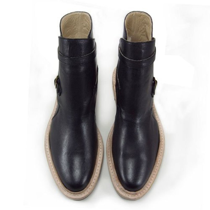 Sweet Villians 简约复古短马靴 M1099，黑色 - 男款休闲鞋 - 真皮 黑色