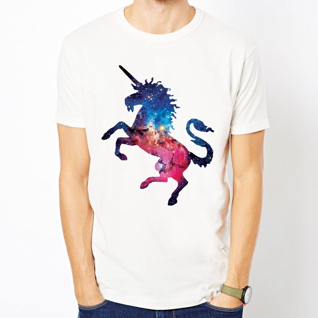 Cosmic Unicorn短袖T恤-白色 独角兽鹿宇宙时尚设计自创品牌银河 - 男装上衣/T 恤 - 其他材质 白色