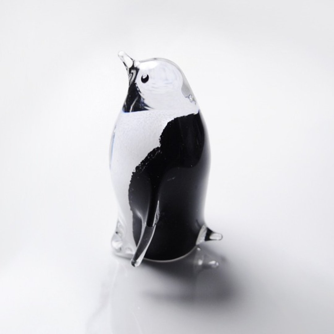 10cm【南极企鹅】Penguin 企鹅 玻璃艺术雕刻 (1只)不雕刻作品 - 摆饰 - 玻璃 黑色