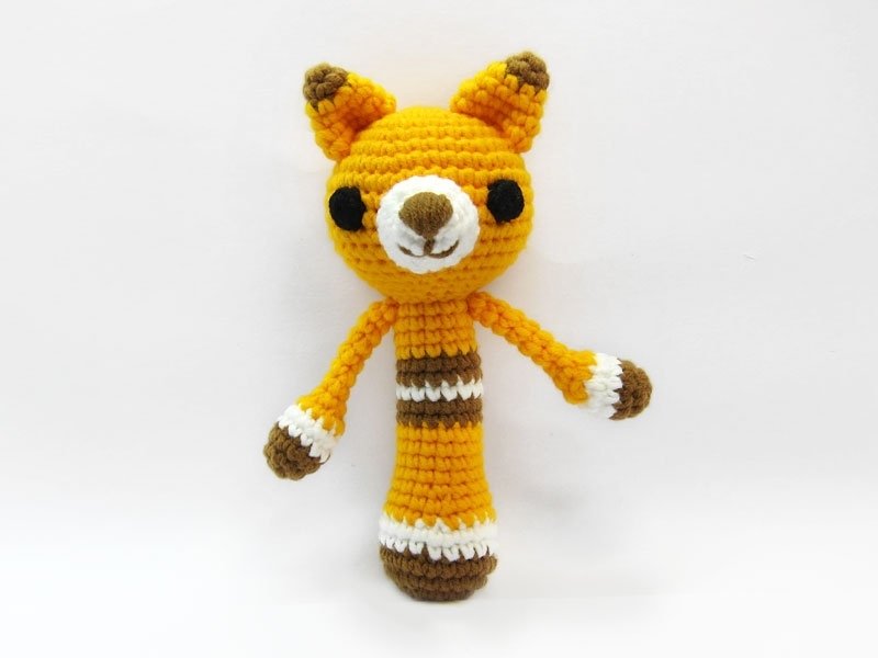 大耳狐狸-宝宝手摇铃-弥月礼 - 满月礼盒 - 压克力 橘色