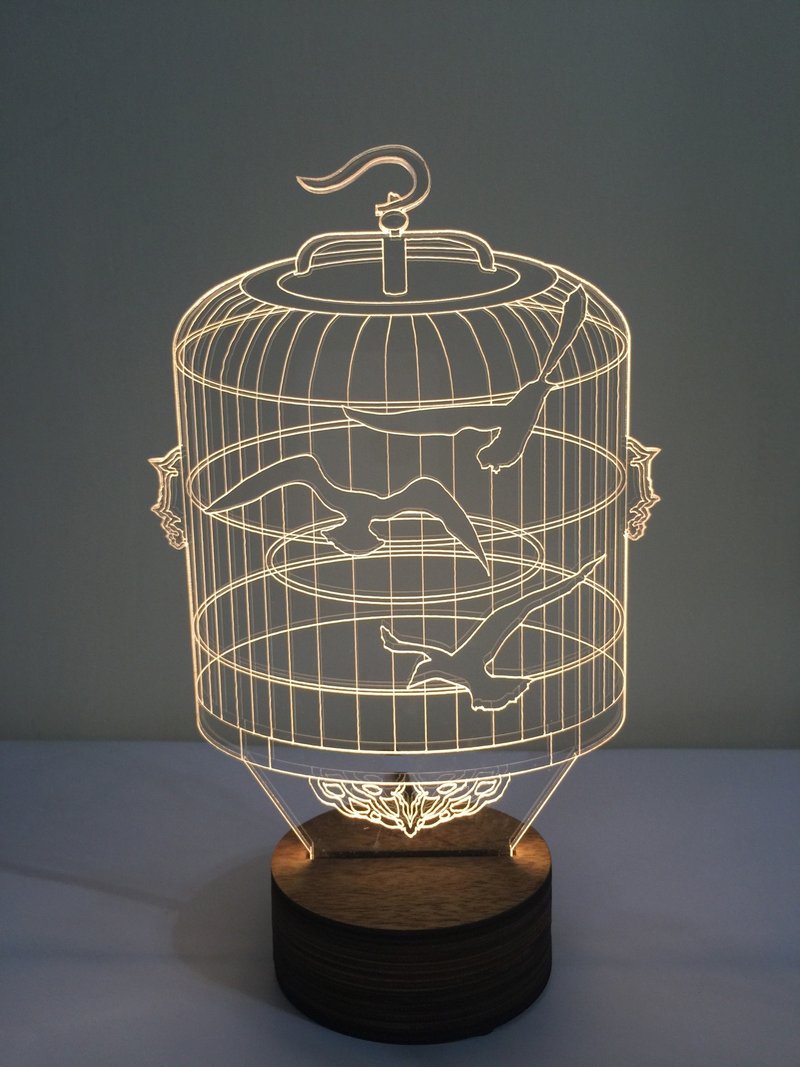 LightXLife 3D夜灯-鸟笼 - 灯具/灯饰 - 木头 金色