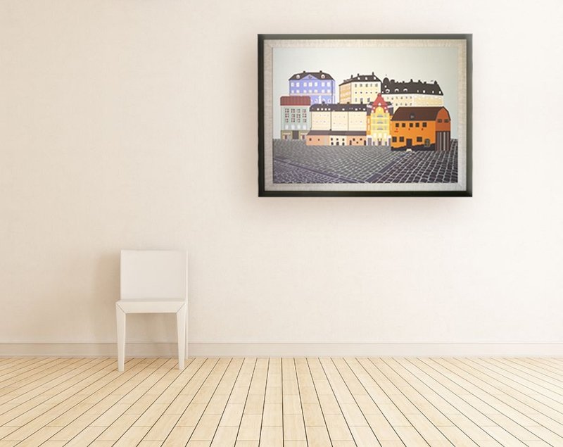 【方块所堆积起的城市风景】木框画◆◇◆斯德哥尔摩◆◇◆ - 海报/装饰画/版画 - 其他材质 蓝色