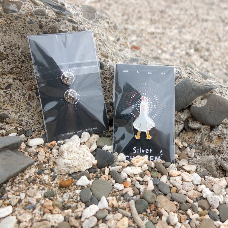 鸡! 徽章/银色限量版 - 徽章/别针 - 其他金属 灰色