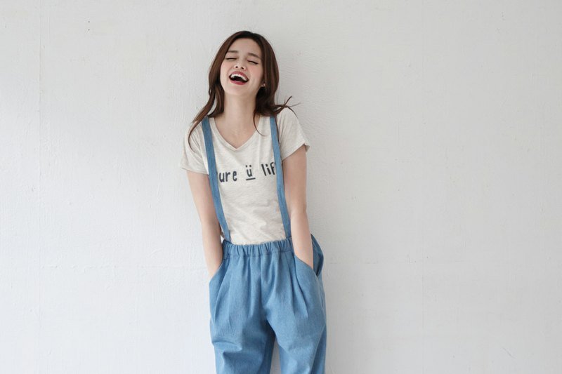 SUMI♥PURE_LIFE_把爱放在肩上♥女款合身T_3SF091_浅麻花灰 - 女装 T 恤 - 棉．麻 灰色