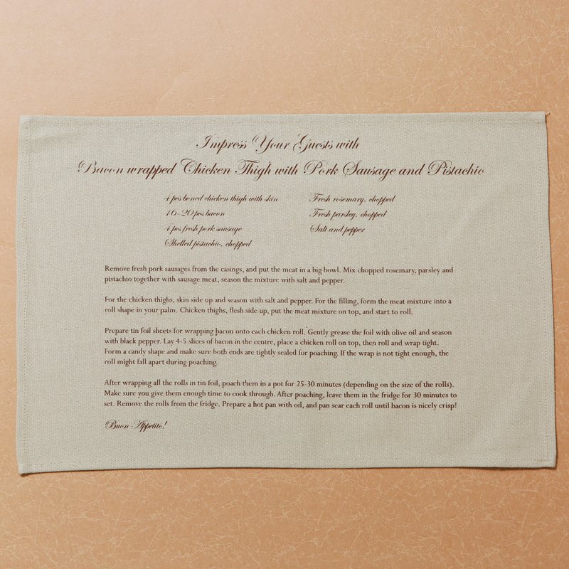 【培根鸡腿卷】手工绢印 桌垫 餐垫 - 餐垫/桌巾 - 其他材质 卡其色