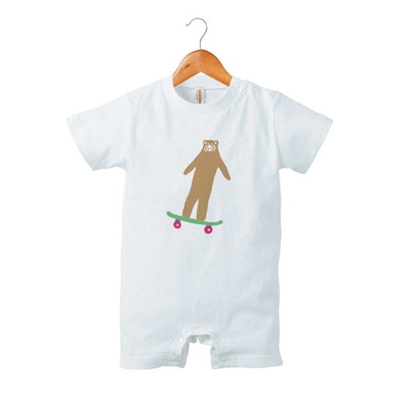 Skate Bear # 4 Rompers - 包屁衣/连体衣 - 棉．麻 白色