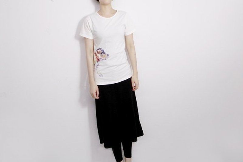 I . A . N Design 宠物 100% 有机棉短袖T Organic Cotton - 中性连帽卫衣/T 恤 - 棉．麻 白色