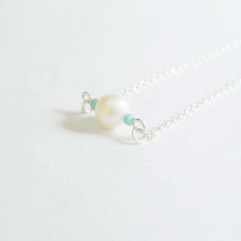 [圣诞节(交换礼物)]<珍珠点点派对> 单耀珍珠 纯银项链 - 项链 - 宝石 