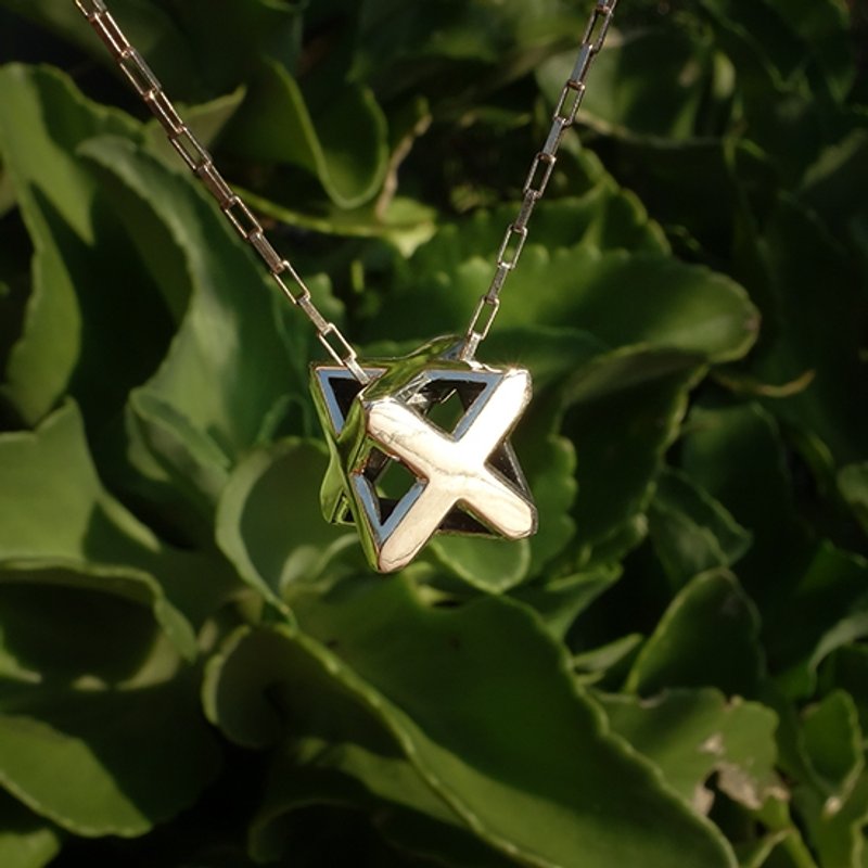 -镂空方块- 纯银项链 - 项链 - 其他材质 