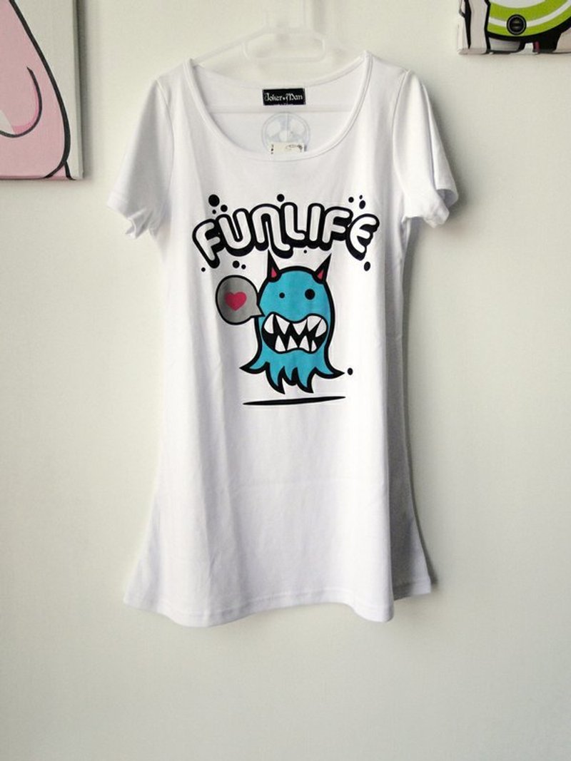 JokerMan原创Ｔ-调皮小鬼（女生长版） - 洋装/连衣裙 - 棉．麻 白色