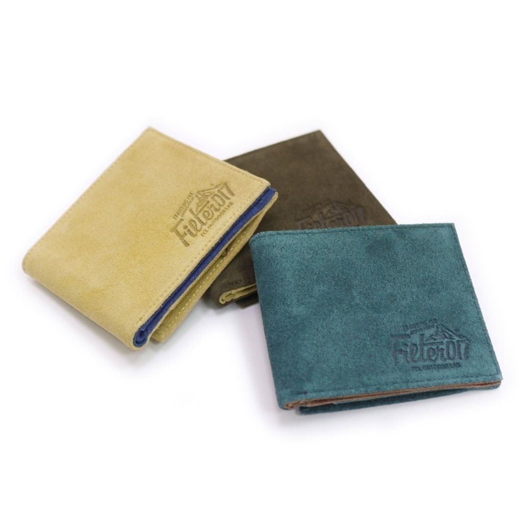 Filter017 麂皮短夹 - Outdoor Logo Suede Wallet - 皮夹/钱包 - 真皮 