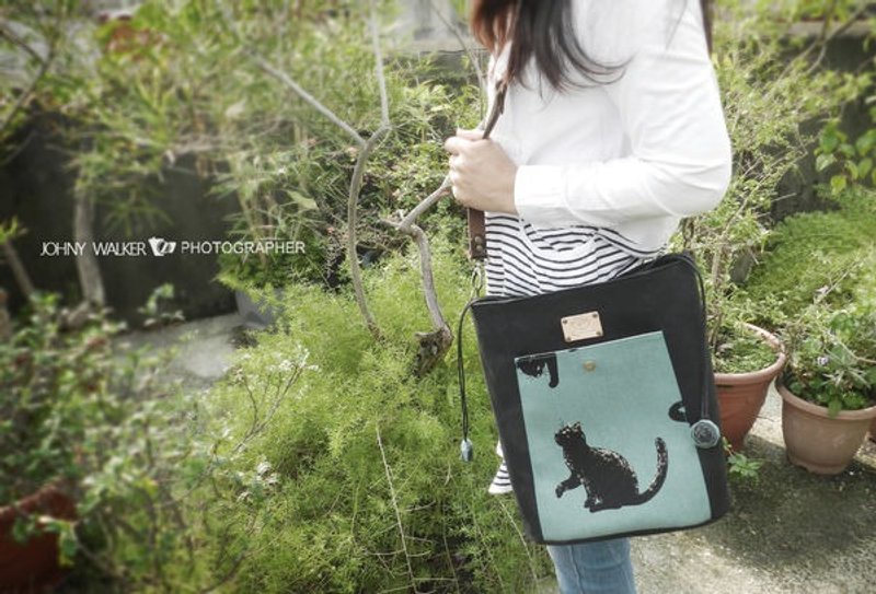 好随性~帆布束口肩背包 - 侧背包/斜挎包 - 其他材质 黑色