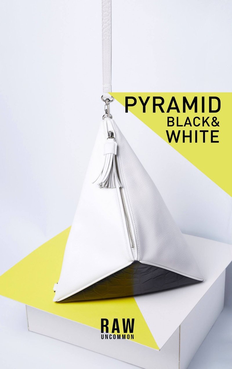 Pyramid bag B&W - 侧背包/斜挎包 - 真皮 白色