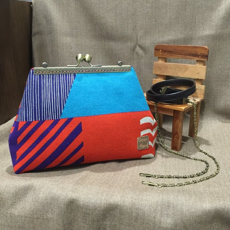 肩背手拿口金包+不规则色块-两色-鲜艳色+ - 侧背包/斜挎包 - 其他材质 多色