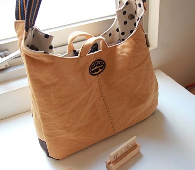 淑女肩背包 水洗帆布托特包 - 侧背包/斜挎包 - 其他材质 黄色