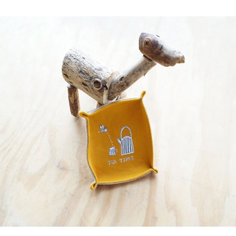 手绘 Tea time杯垫(土黄+麻) - 杯垫 - 其他材质 橘色