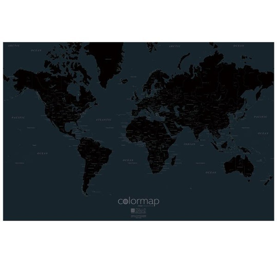 耶诞新年交换礼物/ Color Map / 彩色世界地图 / 黑夜版 - 墙贴/壁贴 - 纸 黑色