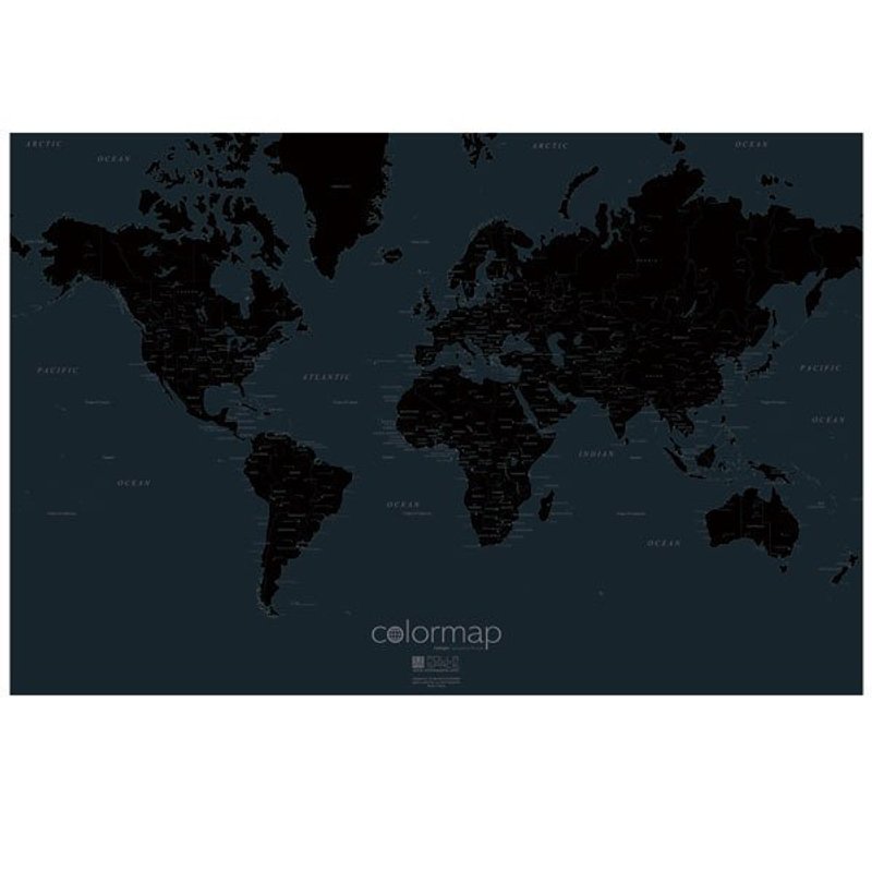 耶诞新年交换礼物/ Color Map / 彩色世界地图 / 黑夜版 - 墙贴/壁贴 - 纸 黑色