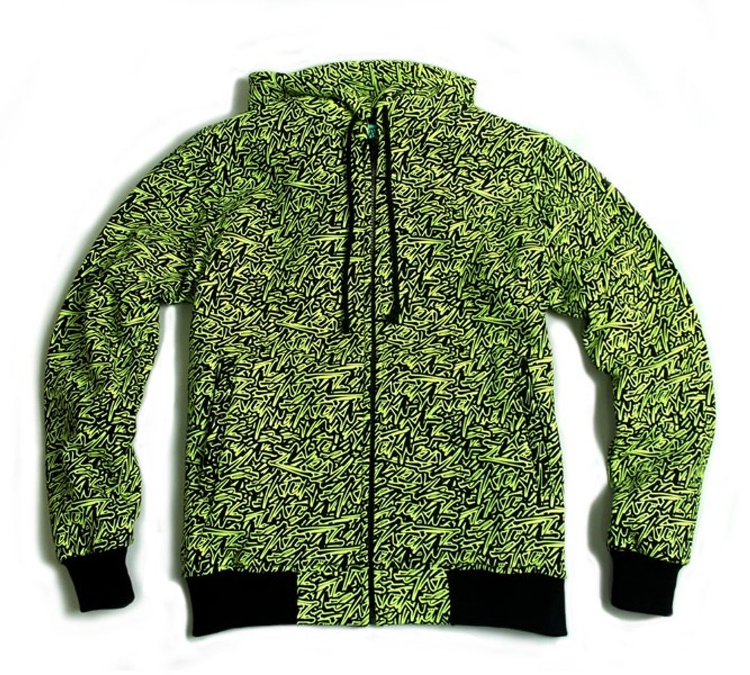 Arturn Classic Tag Hoodie 满版字体萤光帽外套 / 萤光绿 - 中性连帽卫衣/T 恤 - 棉．麻 绿色