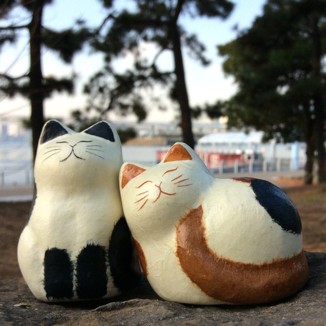 和纸猫咪-珍珠乳牛(白黑猫) 疗愈感满满 治愈小物 日本纯手工 家饰 摆饰 情人节 礼物 周年庆 - 摆饰 - 纸 白色
