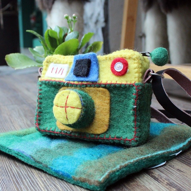 ☼saibaba ethnique //相机造型小背包☼(黄配绿) - 侧背包/斜挎包 - 塑料 绿色