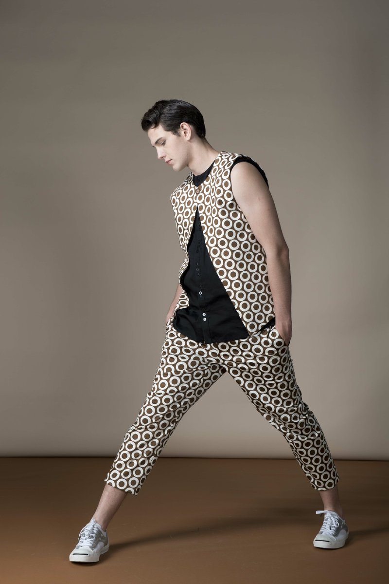 Sevenfold * Op Dot No Waist Pant  (Brown) 欧普圆点无腰头长裤 (褐) - 男士长裤 - 棉．麻 