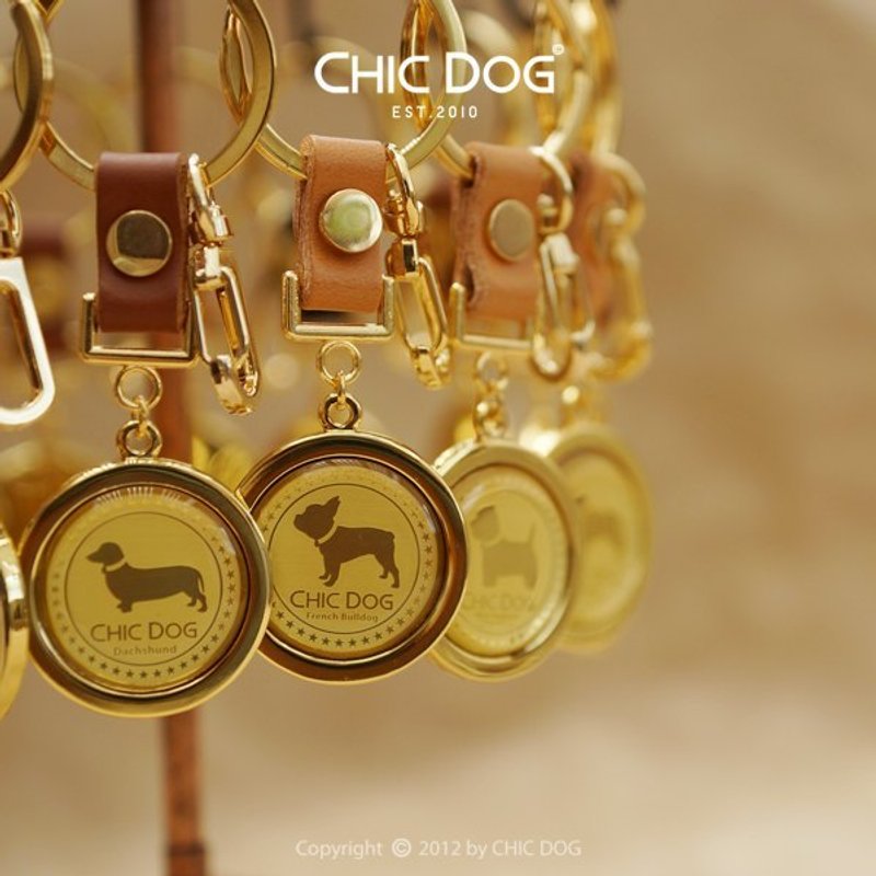 ♥永恒典藏品♥CHIC DOG牛皮革圆牌钥匙圈 - 其他 - 其他金属 金色