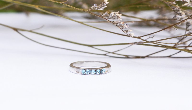 natural系列/ 水漾 繁星star / 纯银手工 戒指/ 尾戒＋施华洛世奇蓝水晶 - 戒指 - 其他金属 蓝色