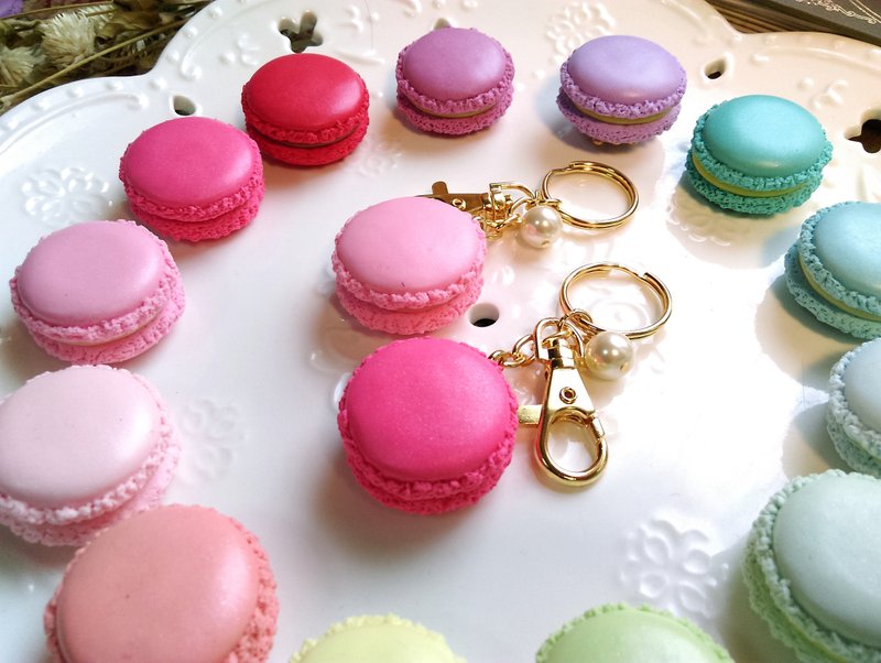 甜蜜珠光马卡龙 吊饰挂饰钥匙圈双用 婚礼小物 工商礼品 含盒包装 - 钥匙链/钥匙包 - 纸 多色