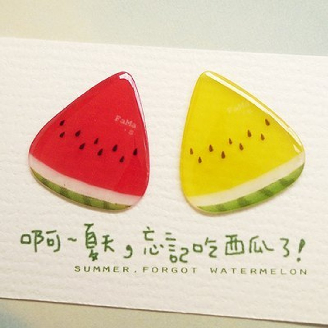 ❤情人节❤FaMa·s Pick吉他弹片-小玉西瓜+大红西瓜哥俩好 - 项链 - 塑料 黄色