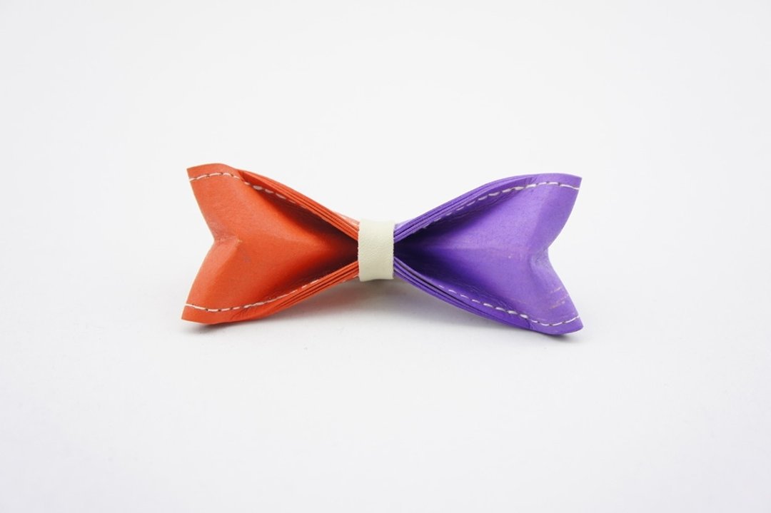 10/10 design PAPER BOW TIE 双色领结（蝴蝶结、领带） 手工订制《橘红紫色》【适合送礼/生日礼物/男女朋友/婚礼 】 - 领带/领带夹 - 防水材质 紫色