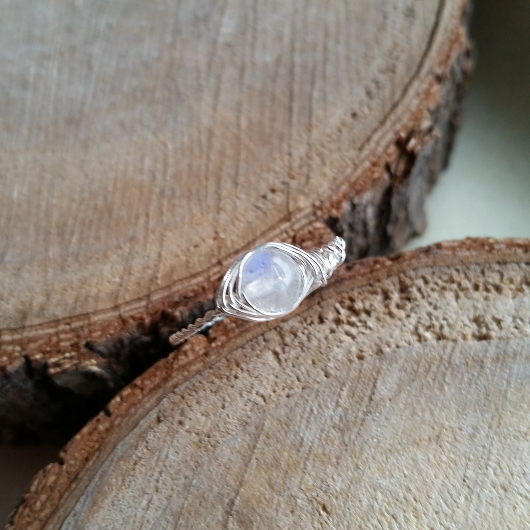 新款 月亮石镀银 戒指Please provide size when order- gold-plated/silver-plated ring with labradorite - 戒指 - 宝石 蓝色