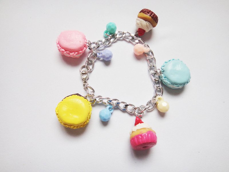 马卡龙和杯子蛋糕系列手链 - 手链/手环 - 粘土 多色
