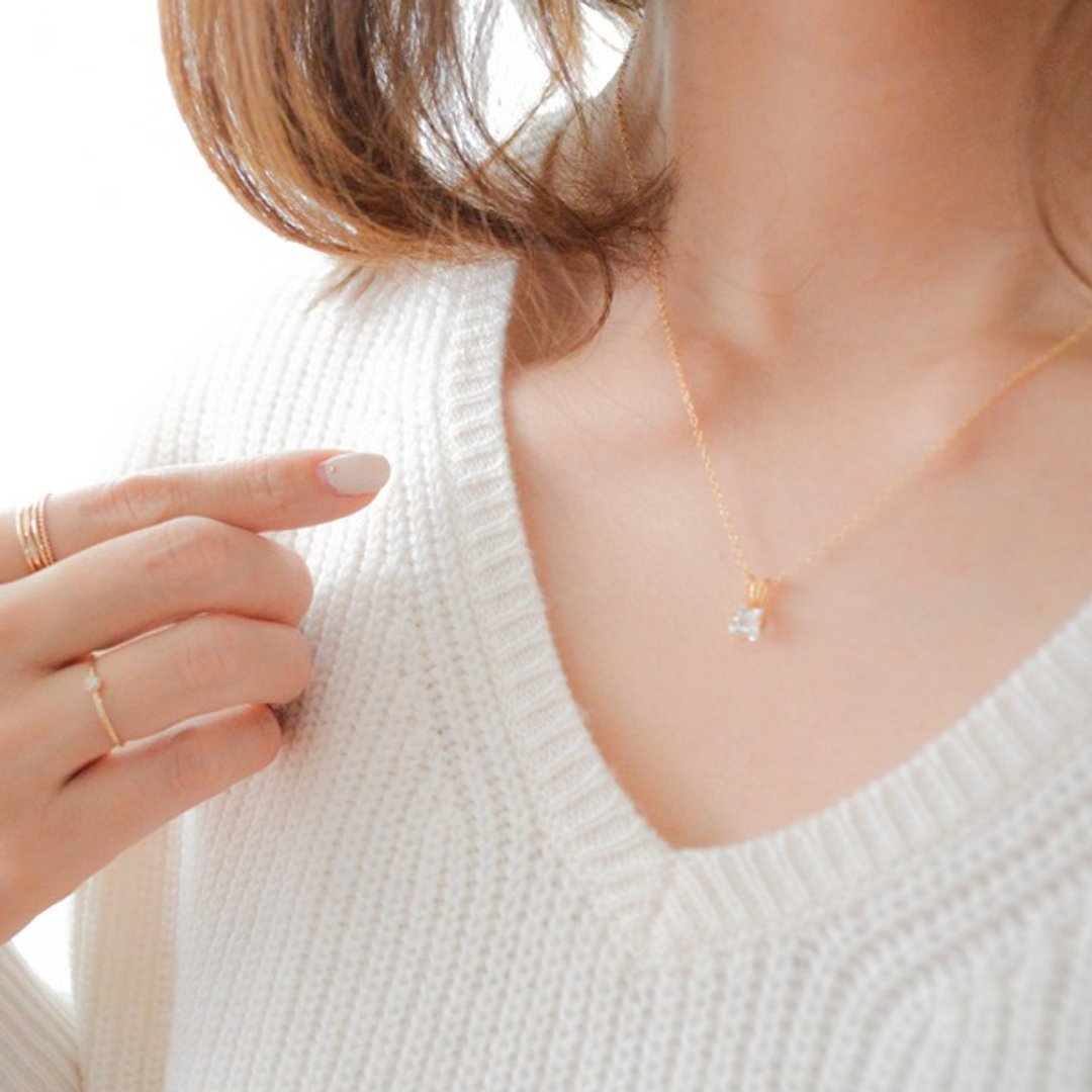 Necklace 14kgf White Topaz Necklace - 项链 - 宝石 透明