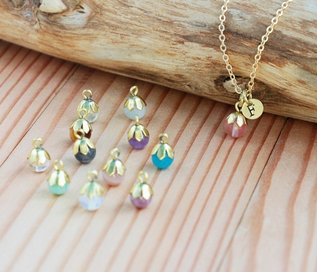 【12星座守护石】铜镀16K金锁骨链 吊坠定制手敲字母 Constellation lucky stone 极简几何.个性.情人节礼物.生日礼物.纪念日 - 其他 - 宝石 