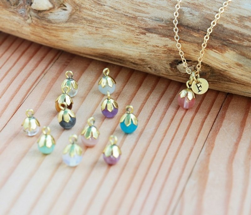 【12星座守护石】铜镀16K金锁骨链 吊坠定制手敲字母 Constellation lucky stone 极简几何.个性.情人节礼物.生日礼物.纪念日 - 其他 - 宝石 