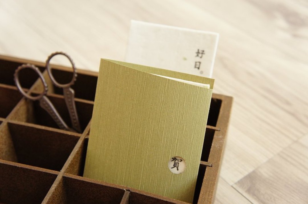 清心问候布质 mini card-迷蒙小草/贺字绿草封筒款 - 卡片/明信片 - 其他材质 卡其色